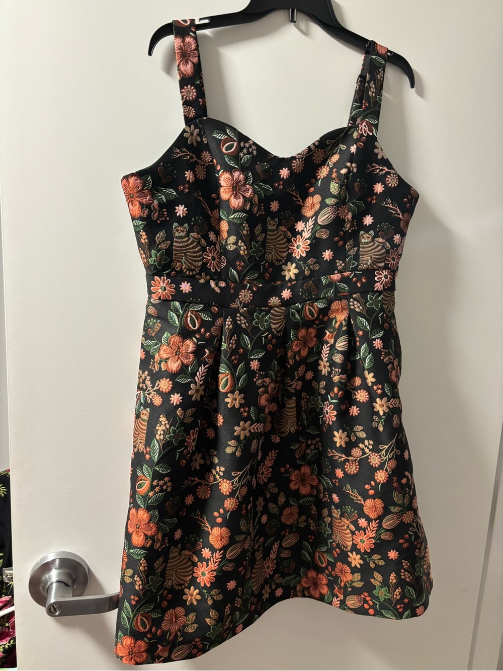 Modcloth Black Floral Mini Dress with Pink and Green Print - Picture 5 of 9